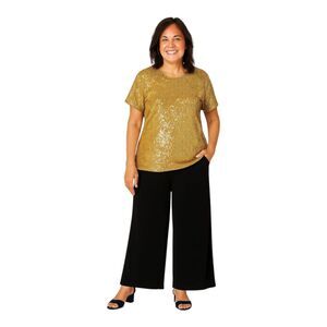 I.N. Studio Chiffon Palazzo Pants Special Occasion Lined Black Wide Leg L Petite